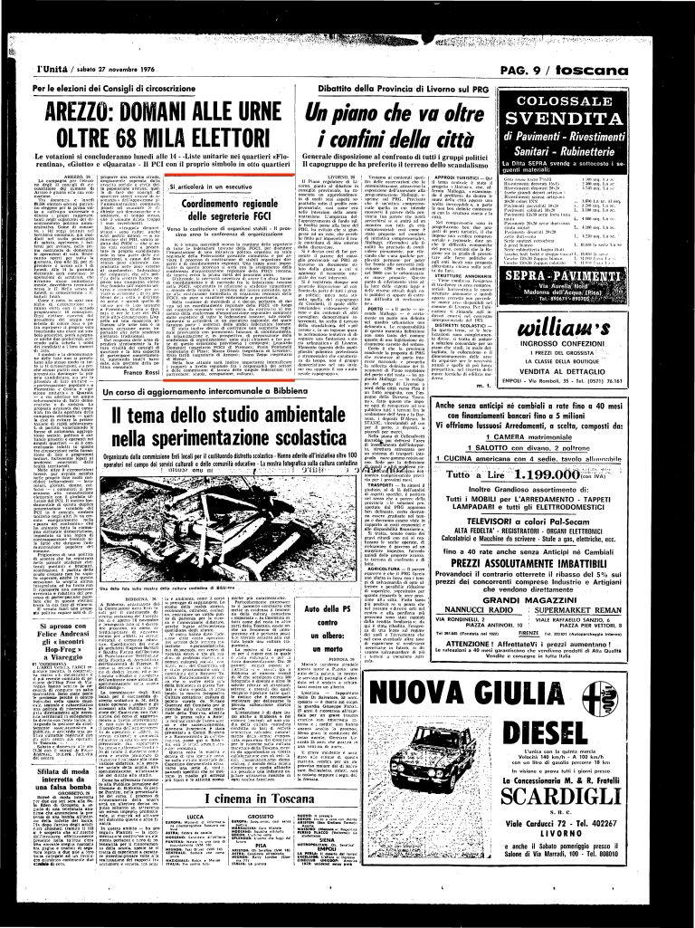 27 novembre 1976  – Coordinamento regionale segreterie Fgci 