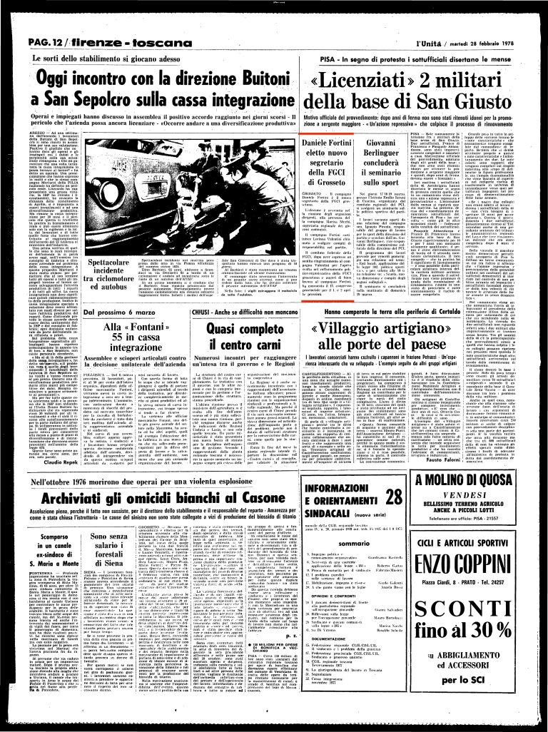 28 febbraio 1978 – Fortini eletto segretario Fgci Grosseto