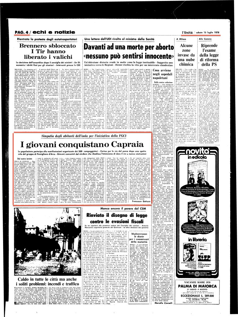 15 luglio 1978 – I giovani conquistano Capraia