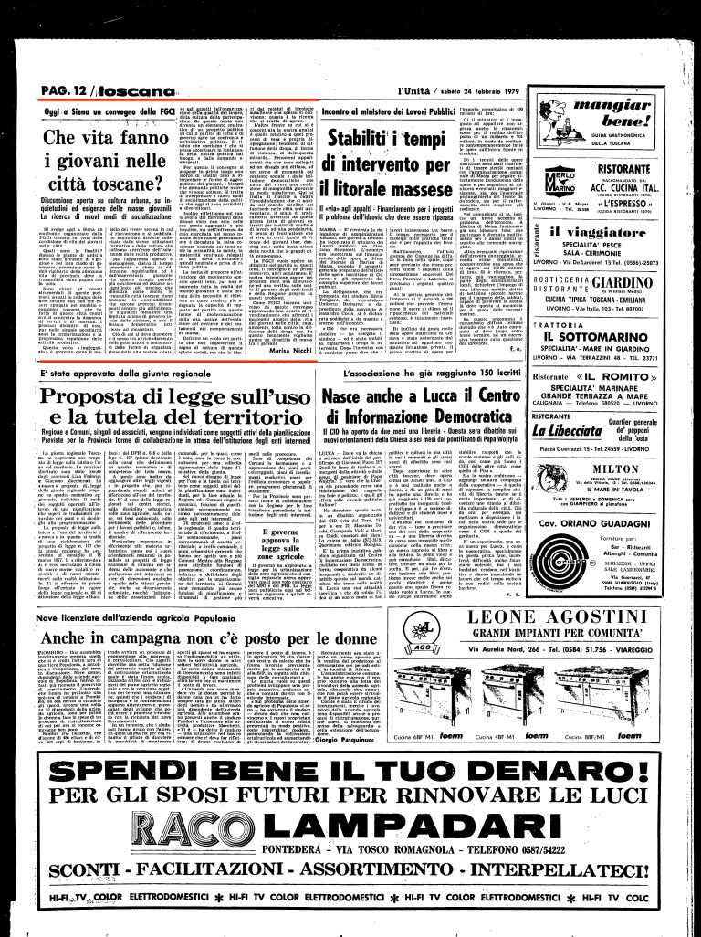 24 febbraio 1979 – Che vita fanno i giovani nelle città toscane?