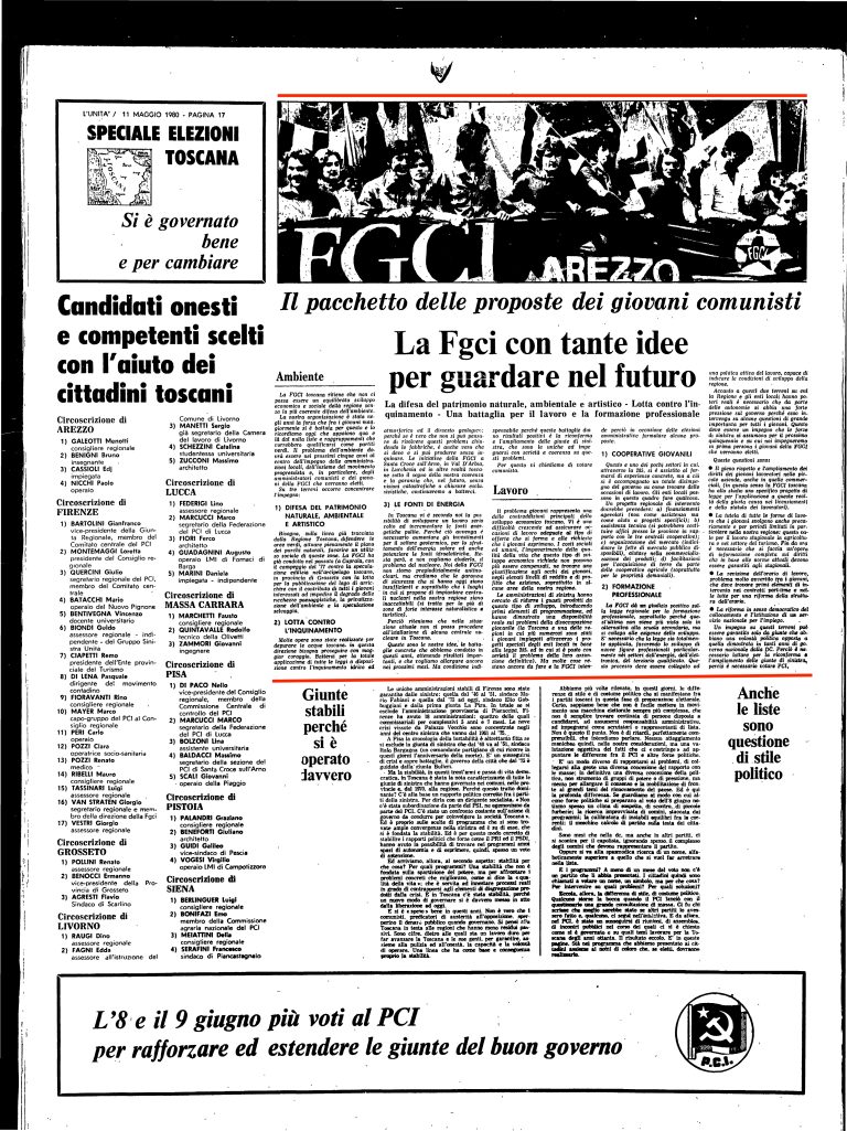 11 maggio 1980 – Elezioni – la Fgci con tante idee nel futuro guardare…