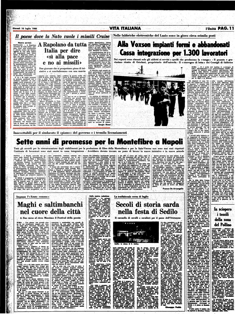 10 luglio 1980 – A Rapolano da tutta Italia per dire sì alla pace e no…