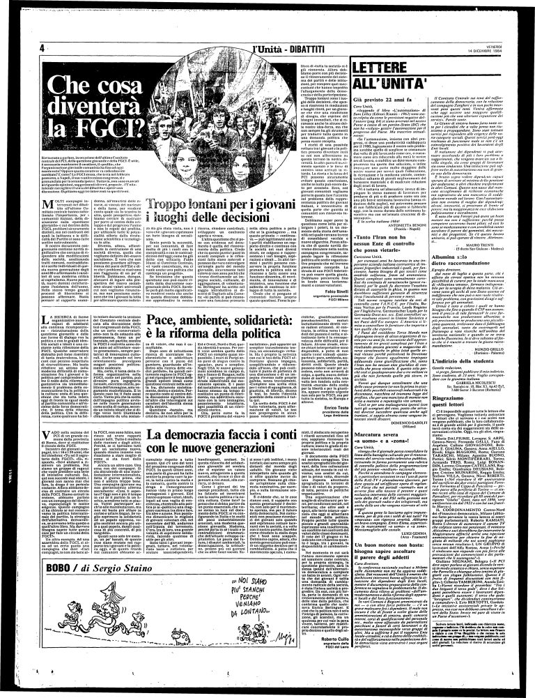 14 dicembre 1984 – Cosa diventerà la Fgci?