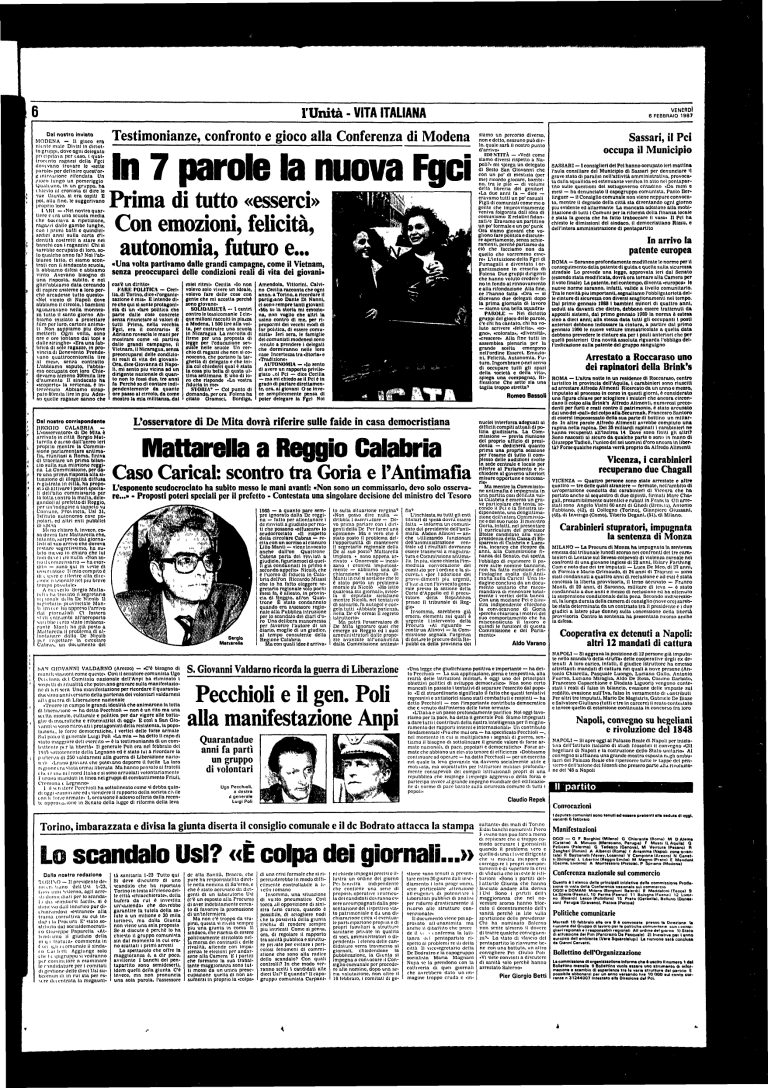 6 febbraio 1987 – In 7 parole la nuova Fgci