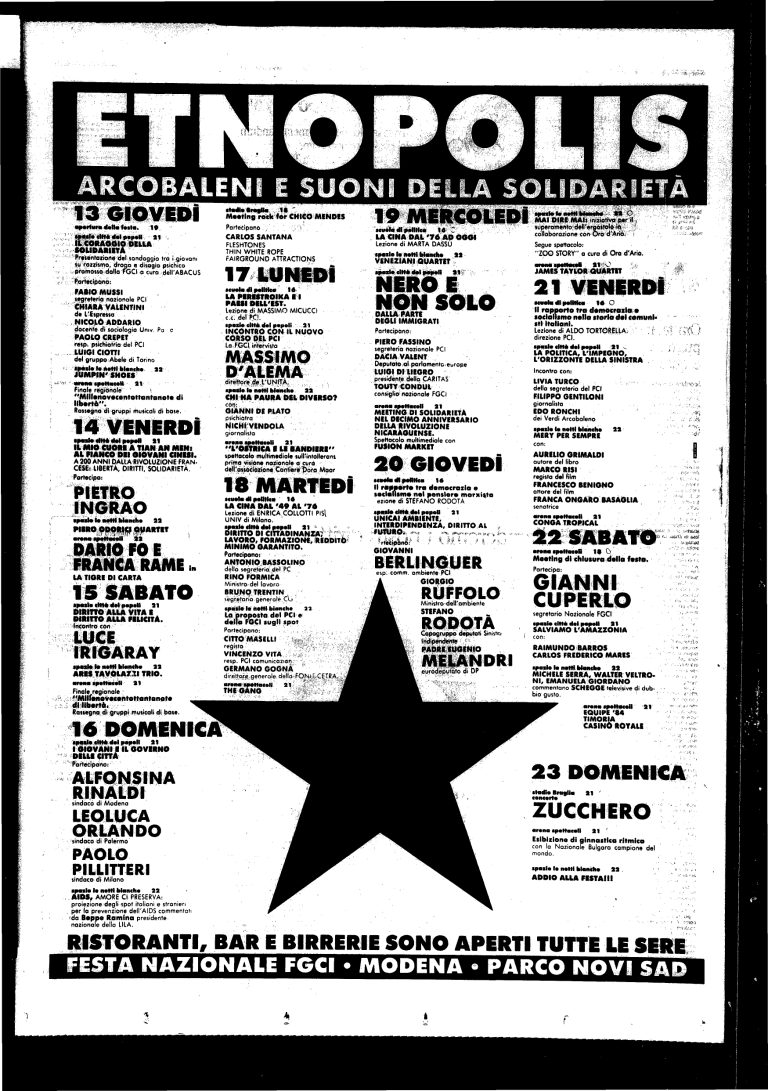 9 Luglio 1989 – Etnopolis, festa nazionale a Modena