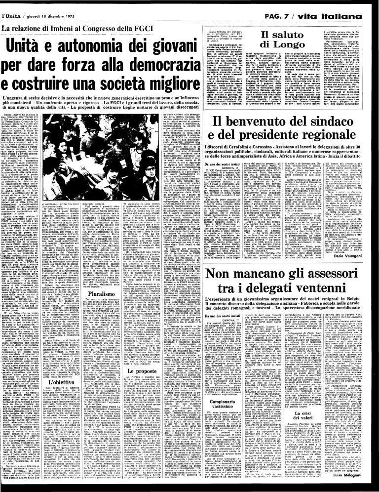 18 dicembre 1975 – 20° Congresso nazionale Fgci (Genova)