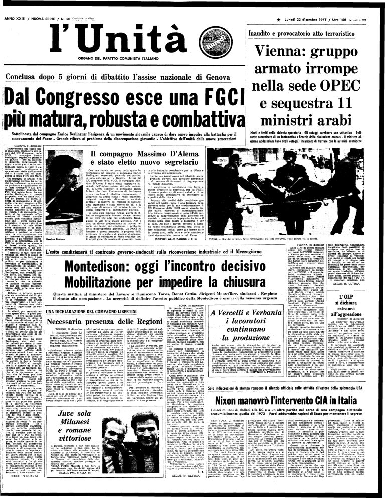 22 dicembre 1975 – 20° Congresso nazionale Fgci (Genova) – pag. 1