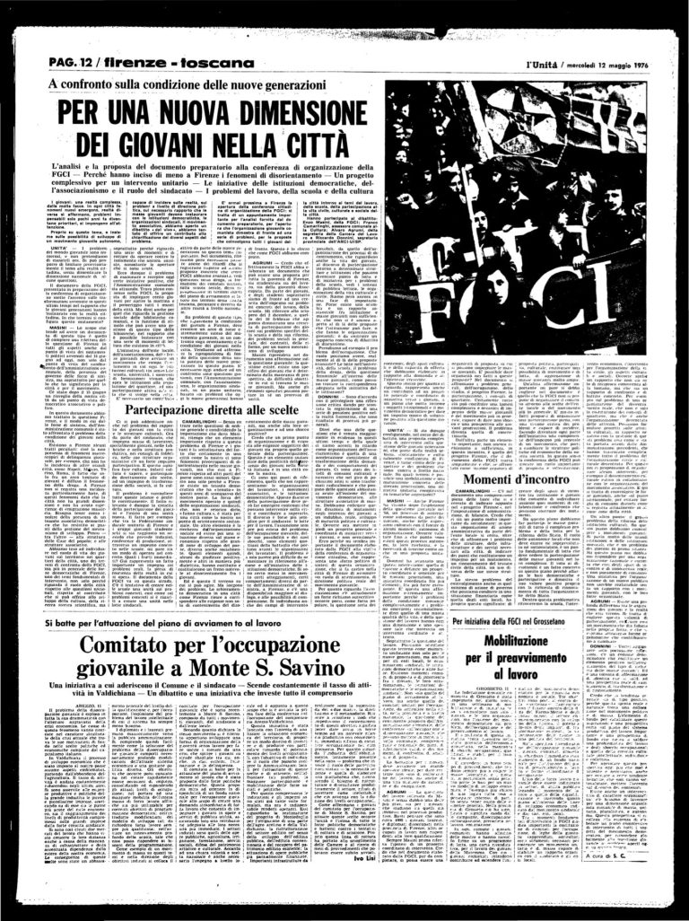 12 maggio 1976 – Per una nuova dimensione dei giovani nella città