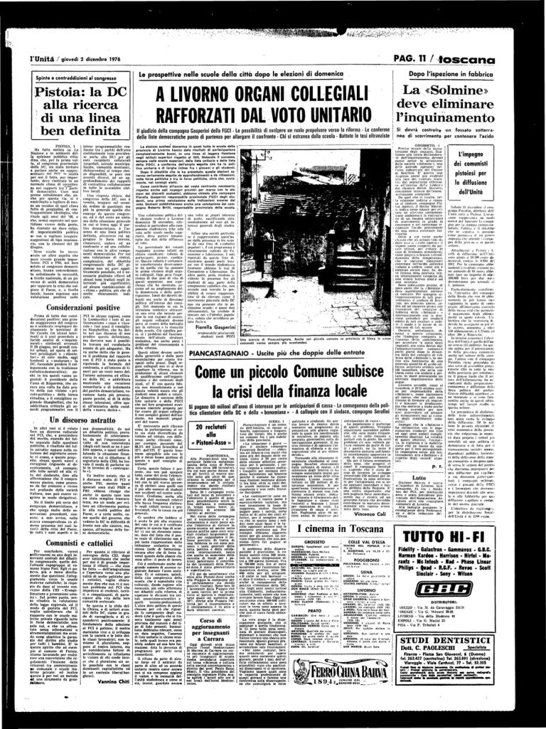 2 dicembre 1976: A Livorno organi collegiali rafforzati dal voto unitario