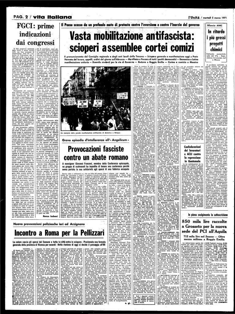 2 marzo 1971 – Fgci prime indicazioni dai congressi