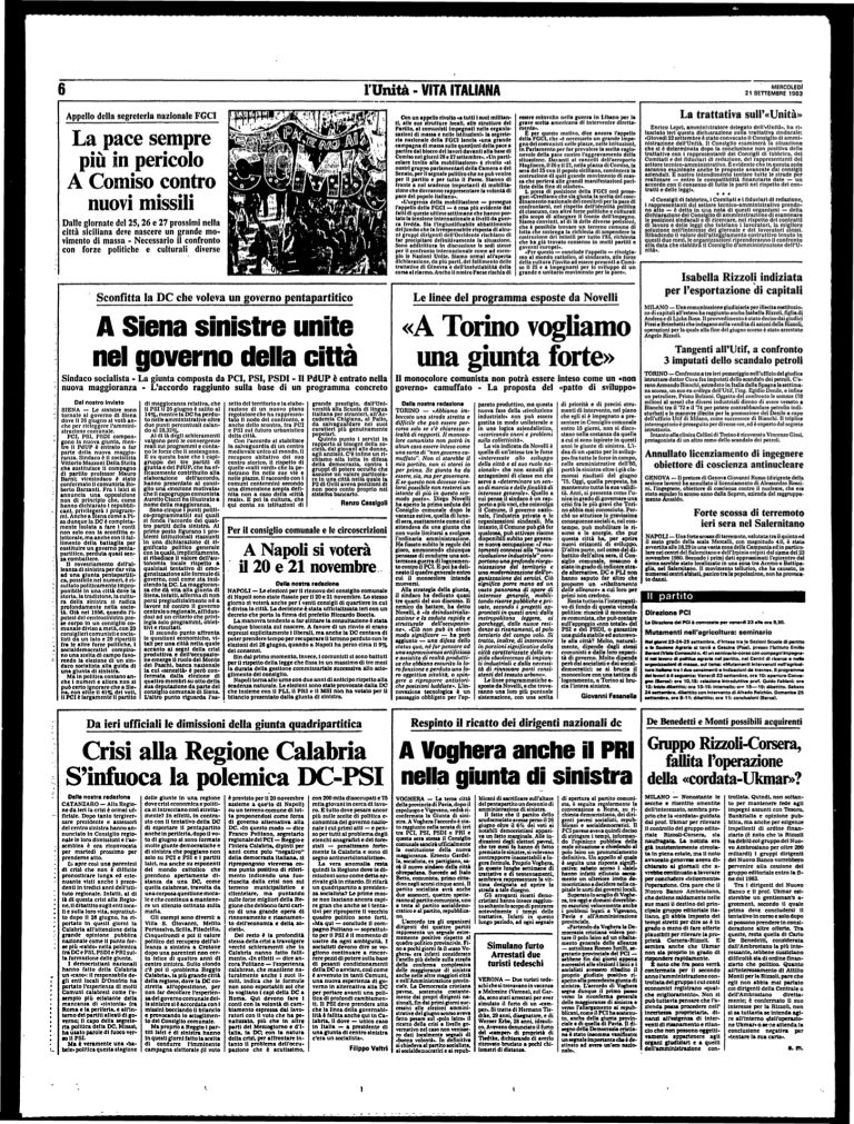 21 settembre 1983 – La pace sempre più in pericolo. A Comiso contro nuovi missili