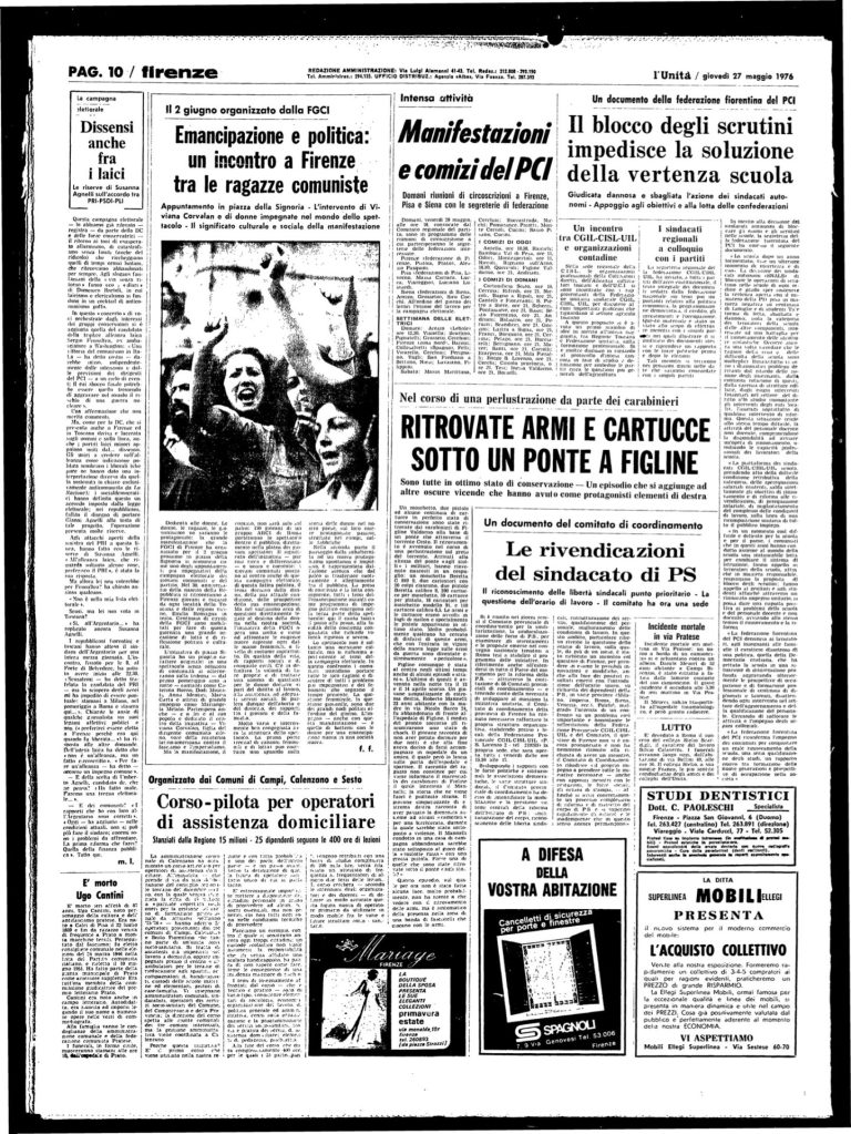 27 maggio 1976 – Emancipazione e politica, un incontro a Firenze tra le ragazze comuniste