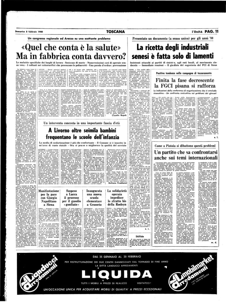 3 febbraio 1980 – Finita la fase decrescente la Fgci pisana si rafforza