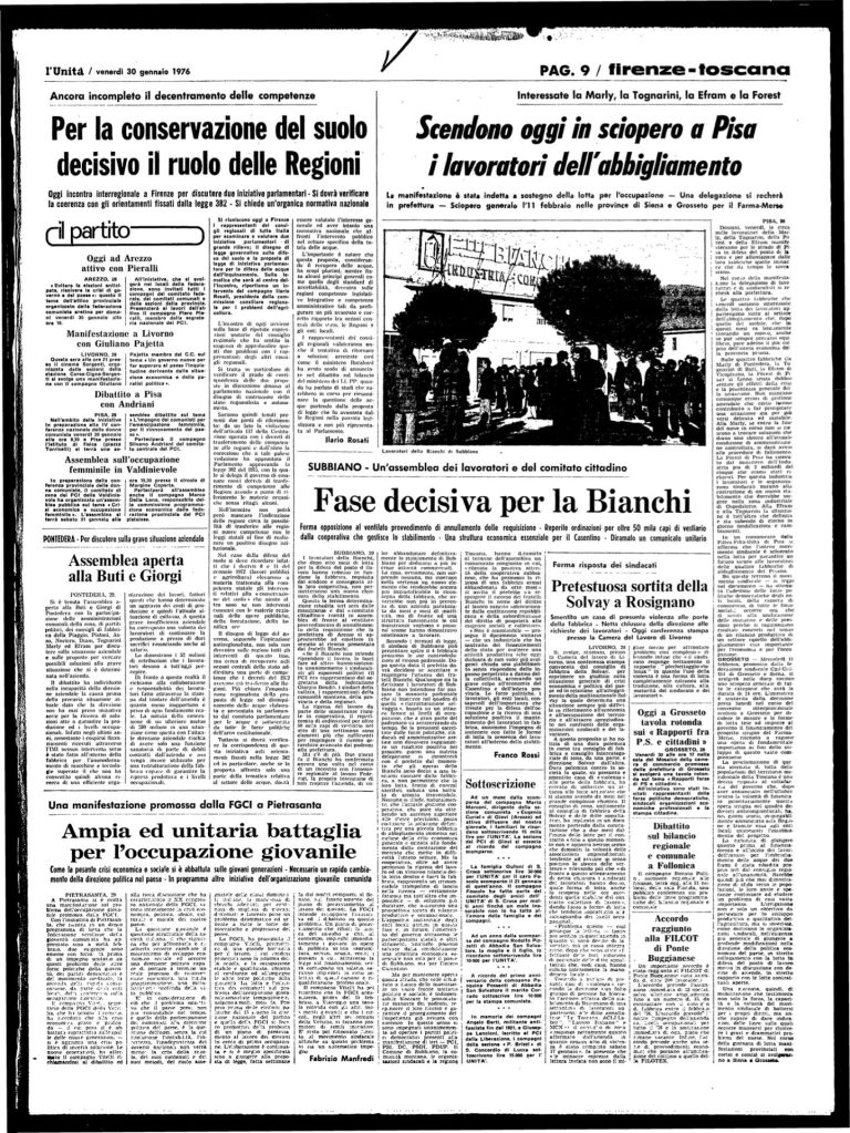 30 gennaio 1976 – Pietrasanta, ampia ed unitaria battaglia per l’occupazione giovanile