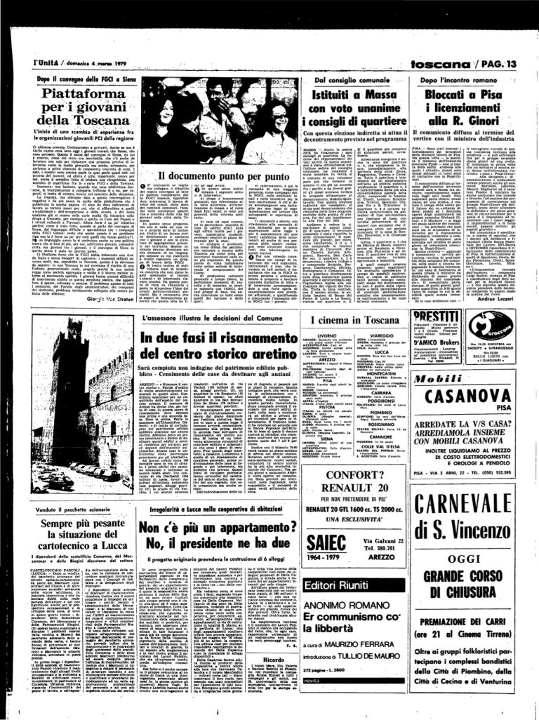 4 marzo 1979 – Piattaforma per i giovani della Toscana