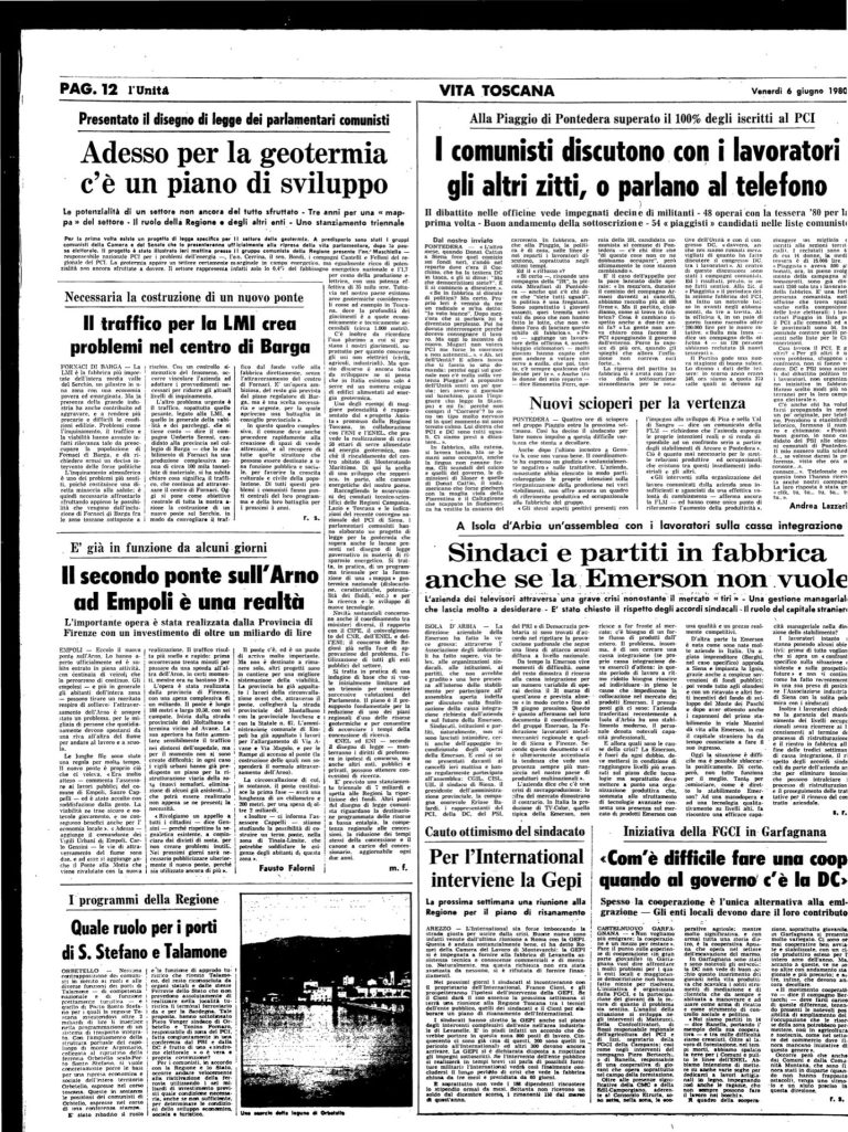 6 giugno 1980 – Com’è difficile fare una coop quando al governo c’è la Dc