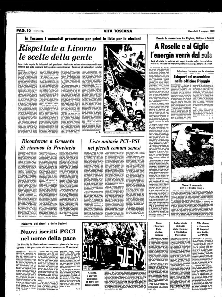 7 maggio 1980 – Nuovi iscritti Fgci in Versilia e a Siena